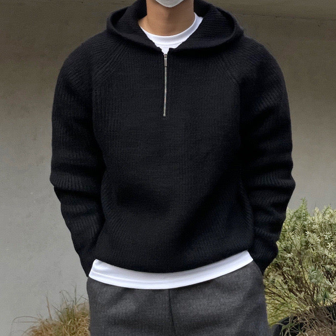 Casual Luxe Hoodie met Halve Rits