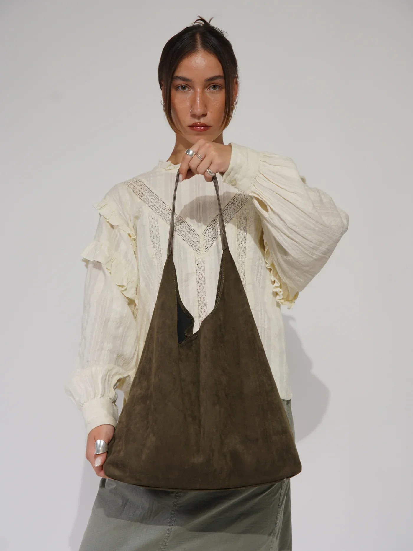Sorella - Suède Schoudertas met Luxe Clutch