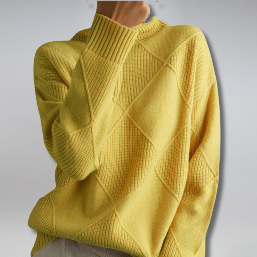 Sky Trui Dames | Warme Coltrui met Ruitpatroon