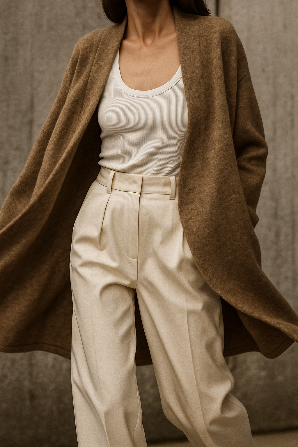 Dames Vest | Lang Gebreid met Zakken