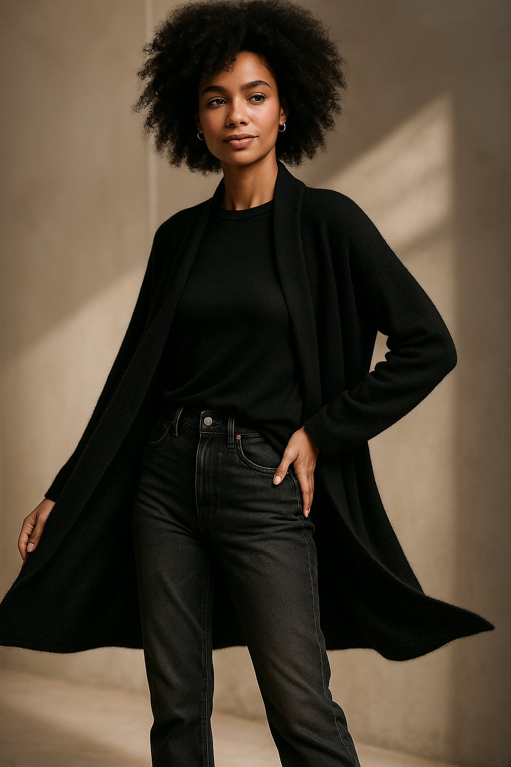 Dames Vest | Lang Gebreid met Zakken