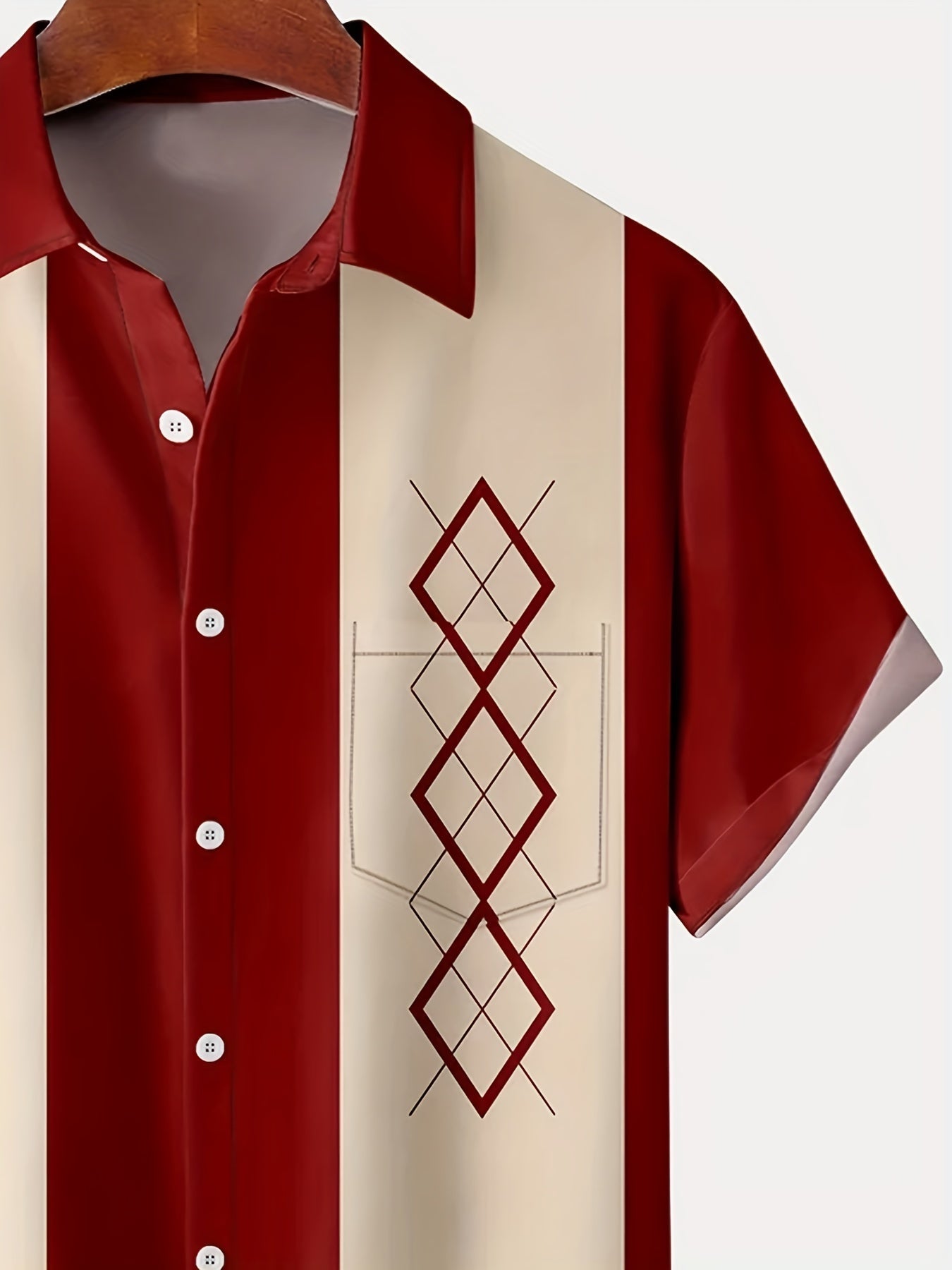 Retro overhemd met korte mouwen en geometrisch design