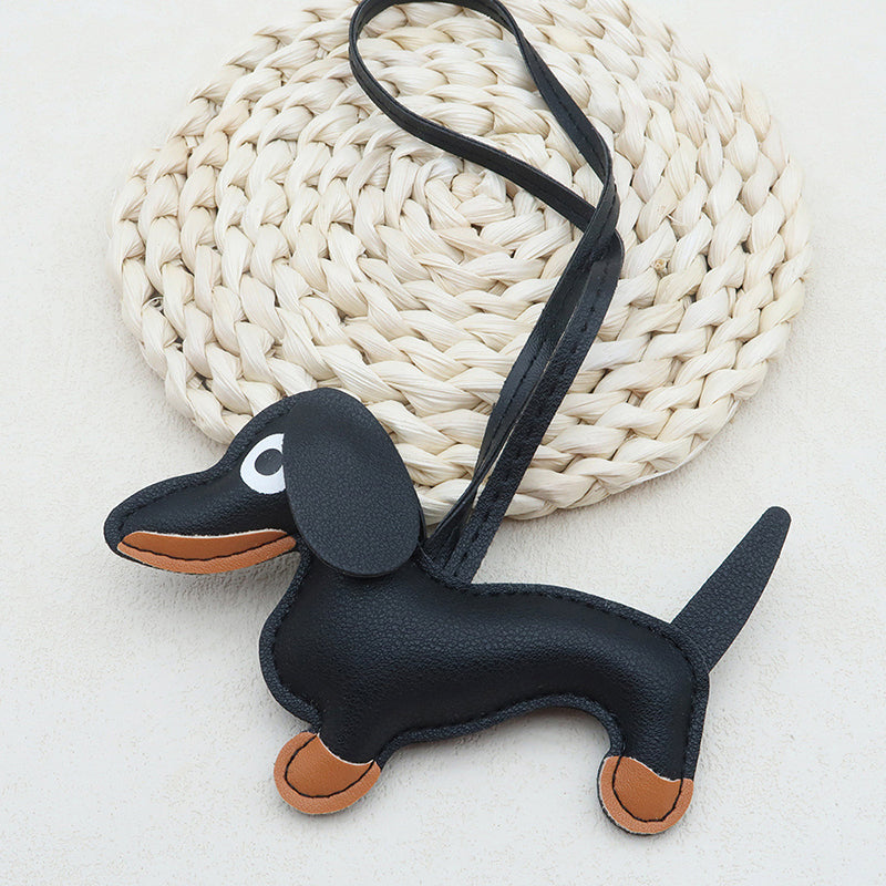 Leren sleutelhanger teckel – schattige honden sleutelhanger dames en heren