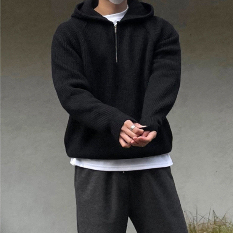 Casual Luxe Hoodie met Halve Rits