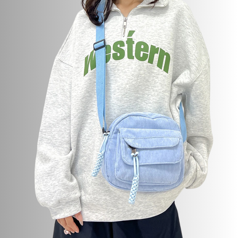 Corduroy crossbody tas dames – kleine schoudertas in zachte ribstof, meerdere kleuren