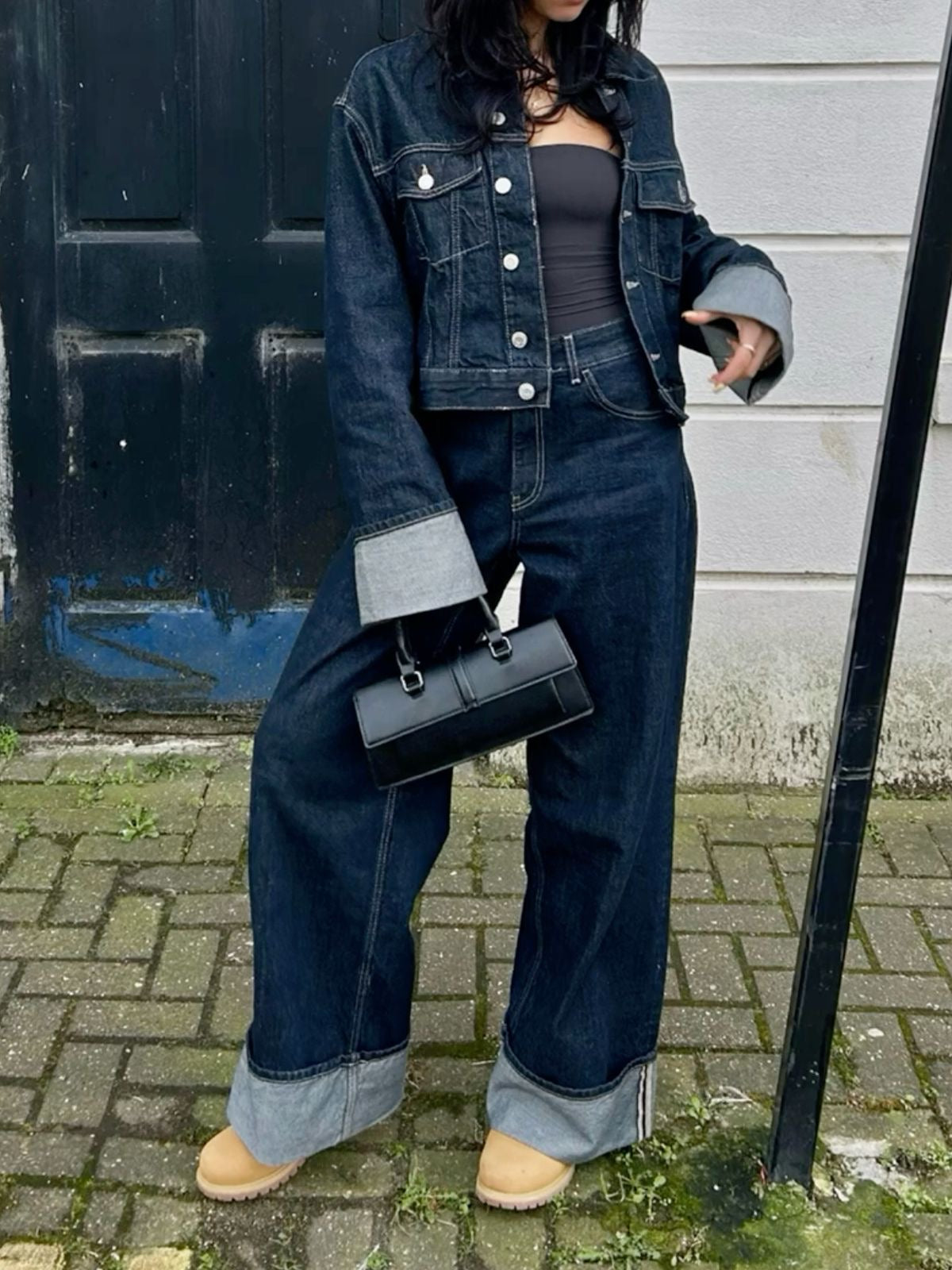 Voorjaar dames denim set – Comfortabele en stijlvolle jeans met cropped spijkerjack