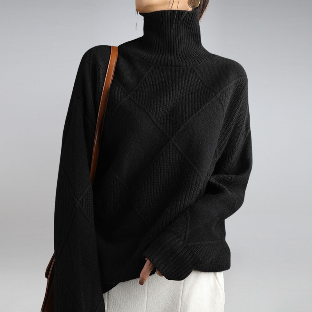 Sky Trui Dames | Warme Coltrui met Ruitpatroon