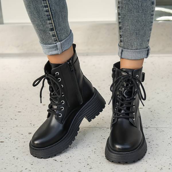 Lysanne - Stoere Enkelhoge Boots met Plateauzool