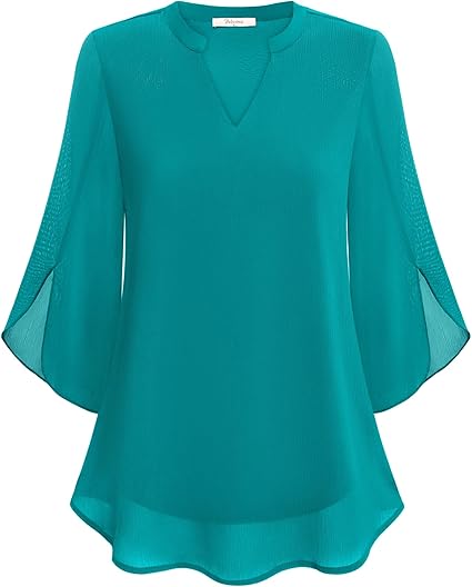 Elena Blouse Dames | V-Hals met Wijde Mouwen