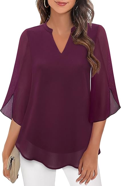 Elena Blouse Dames | V-Hals met Wijde Mouwen