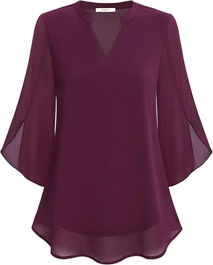 Elena Blouse Dames | V-Hals met Wijde Mouwen
