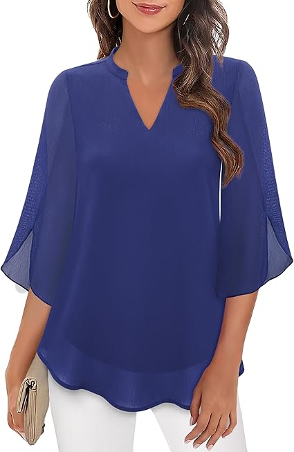 Elena Blouse Dames | V-Hals met Wijde Mouwen
