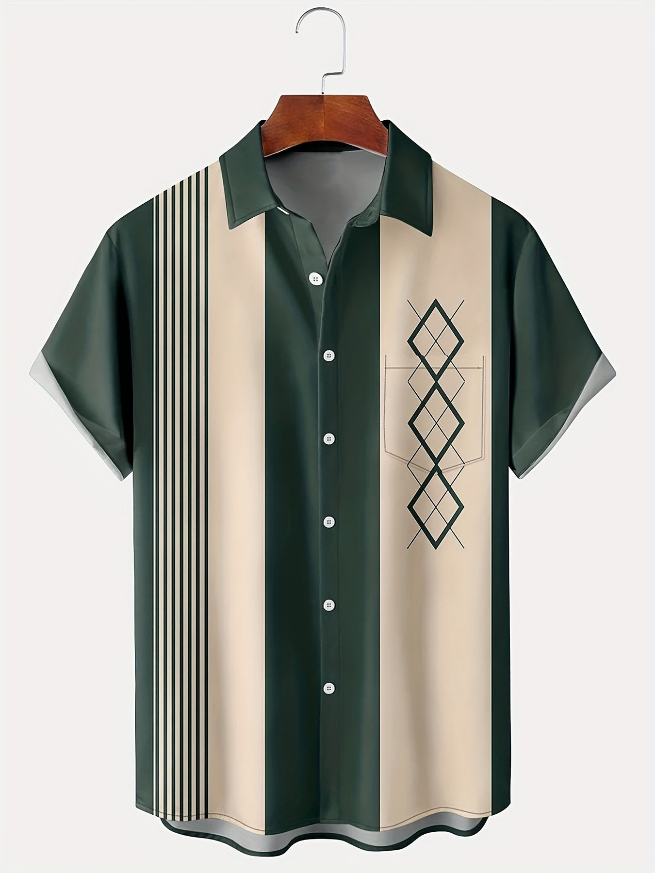 Retro overhemd met korte mouwen en geometrisch design