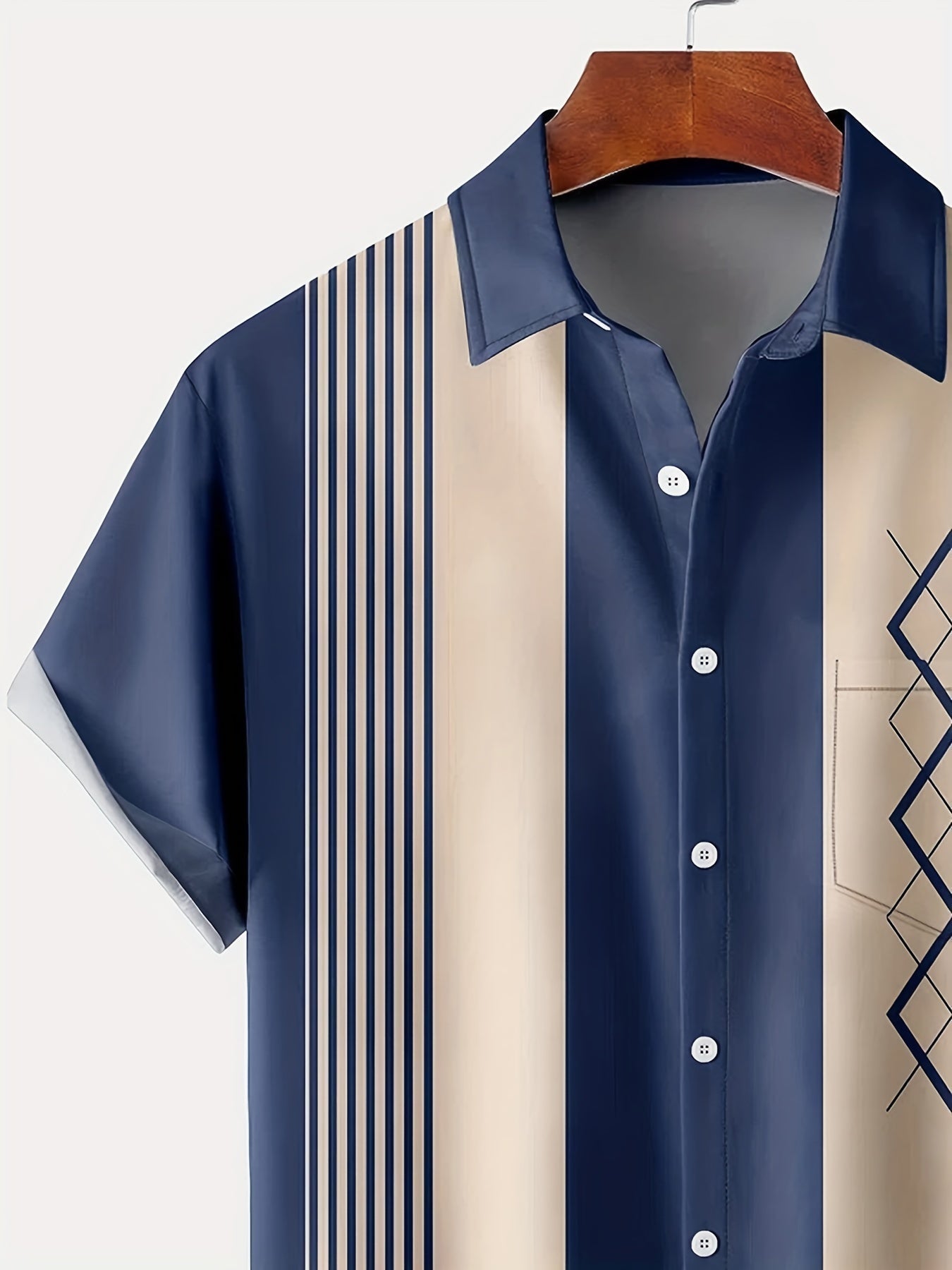 Retro overhemd met korte mouwen en geometrisch design
