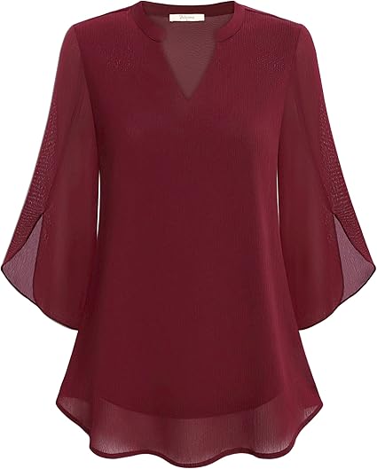 Elena Blouse Dames | V-Hals met Wijde Mouwen