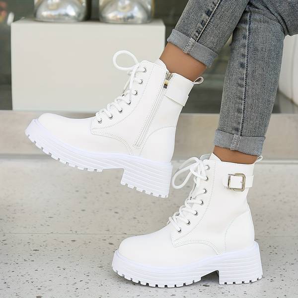 Lysanne - Stoere Enkelhoge Boots met Plateauzool
