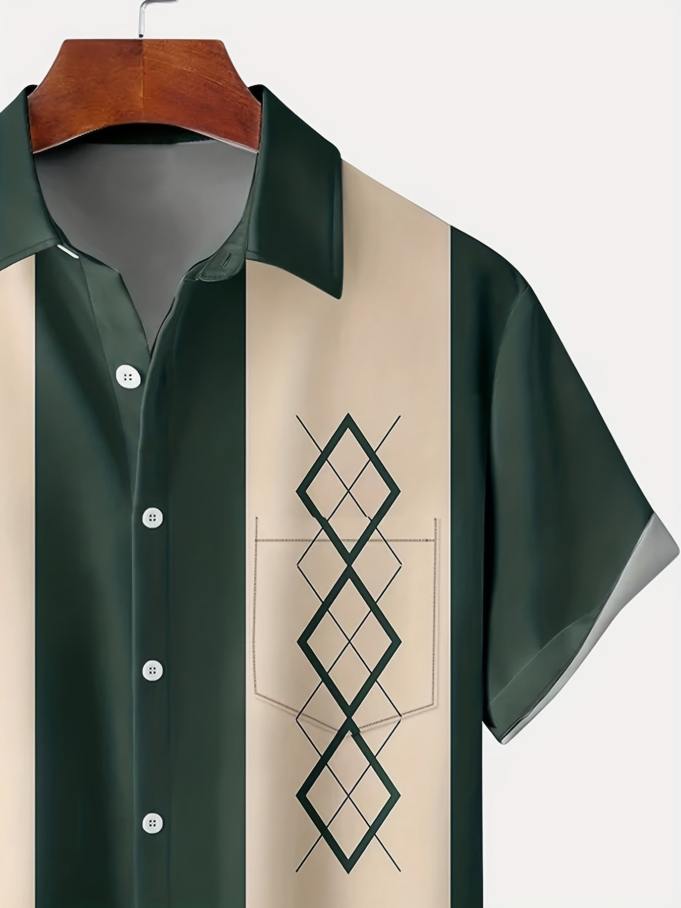 Retro overhemd met korte mouwen en geometrisch design