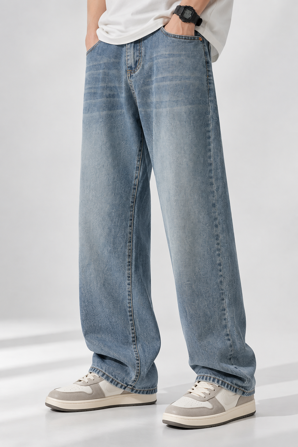 Heren Straight Leg Jeans | Washed Look