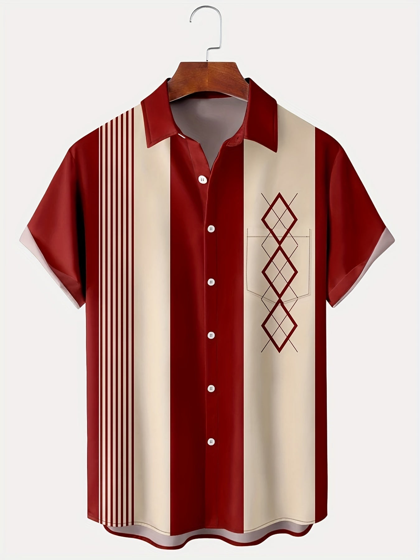 Retro overhemd met korte mouwen en geometrisch design