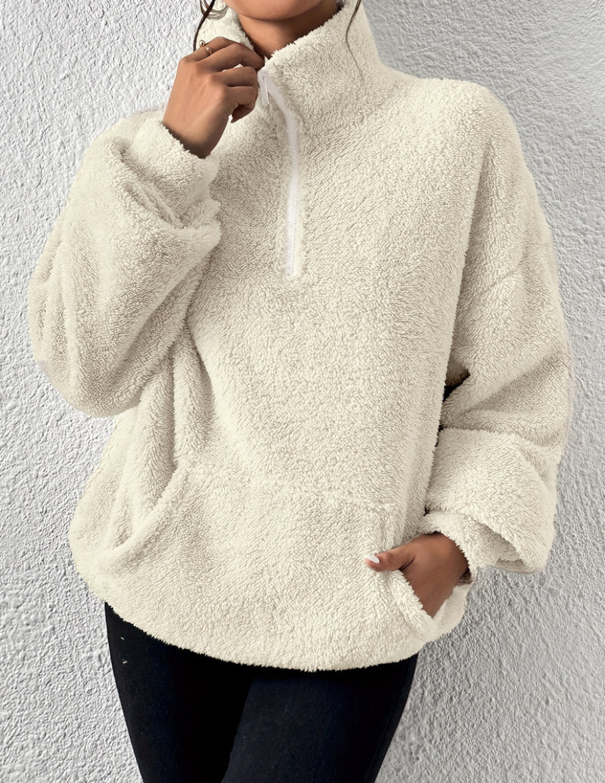 Melina | Zachte Fleece Trui met Halve Rits