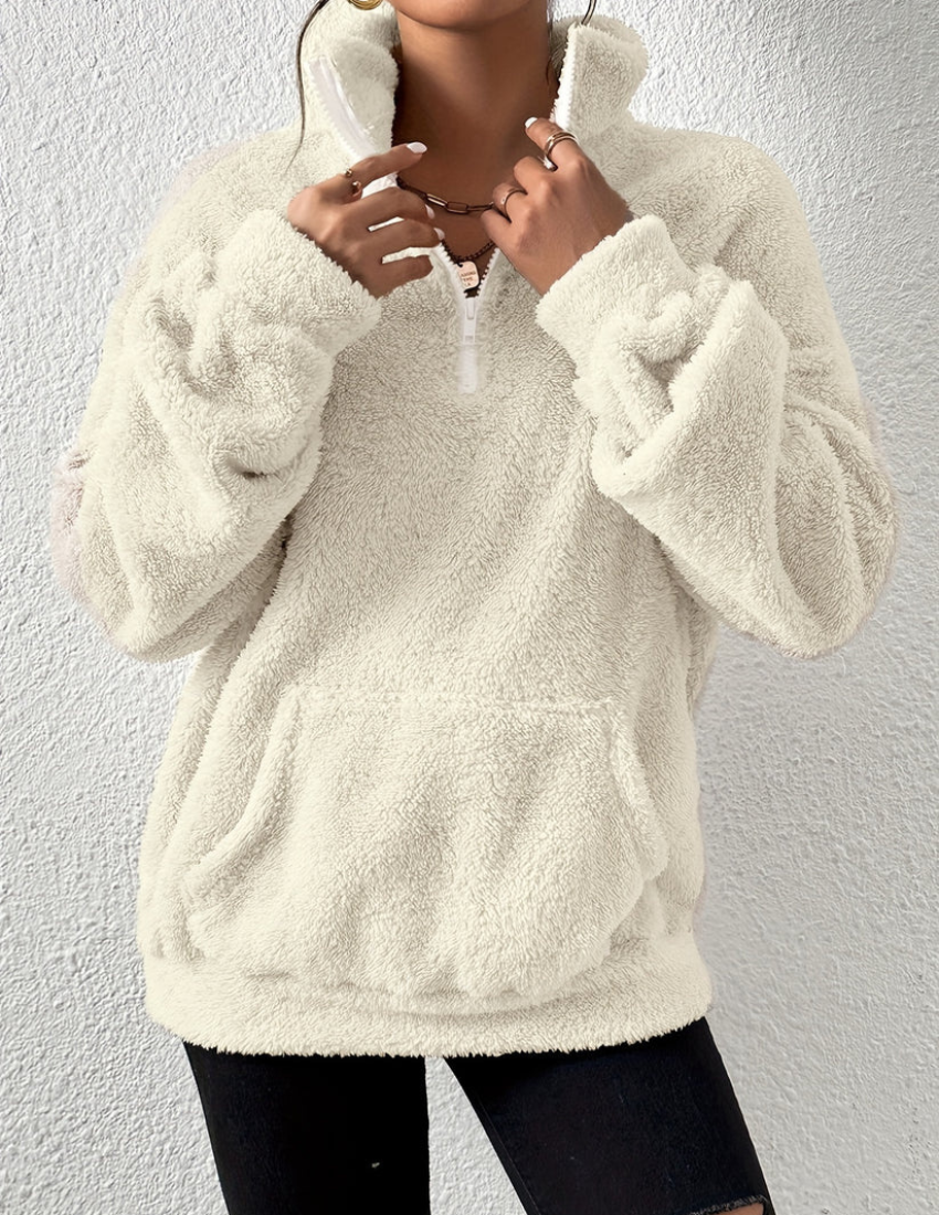 Melina | Zachte Fleece Trui met Halve Rits