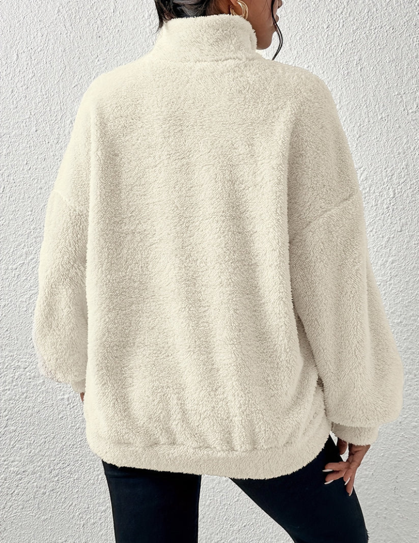 Melina | Zachte Fleece Trui met Halve Rits
