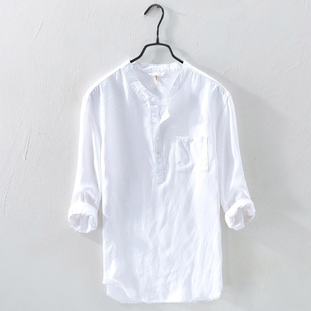 Ademend Linnen Heren Shirt – Casual & Stijlvol met Knoopsluiting T-E