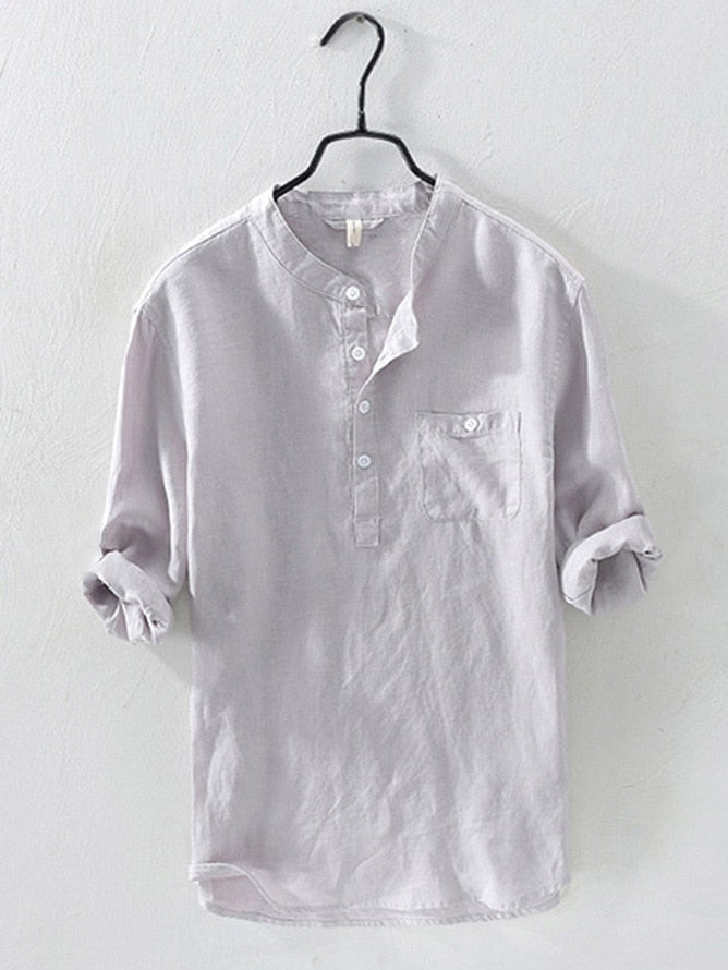 Ademend Linnen Heren Shirt – Casual & Stijlvol met Knoopsluiting T-E