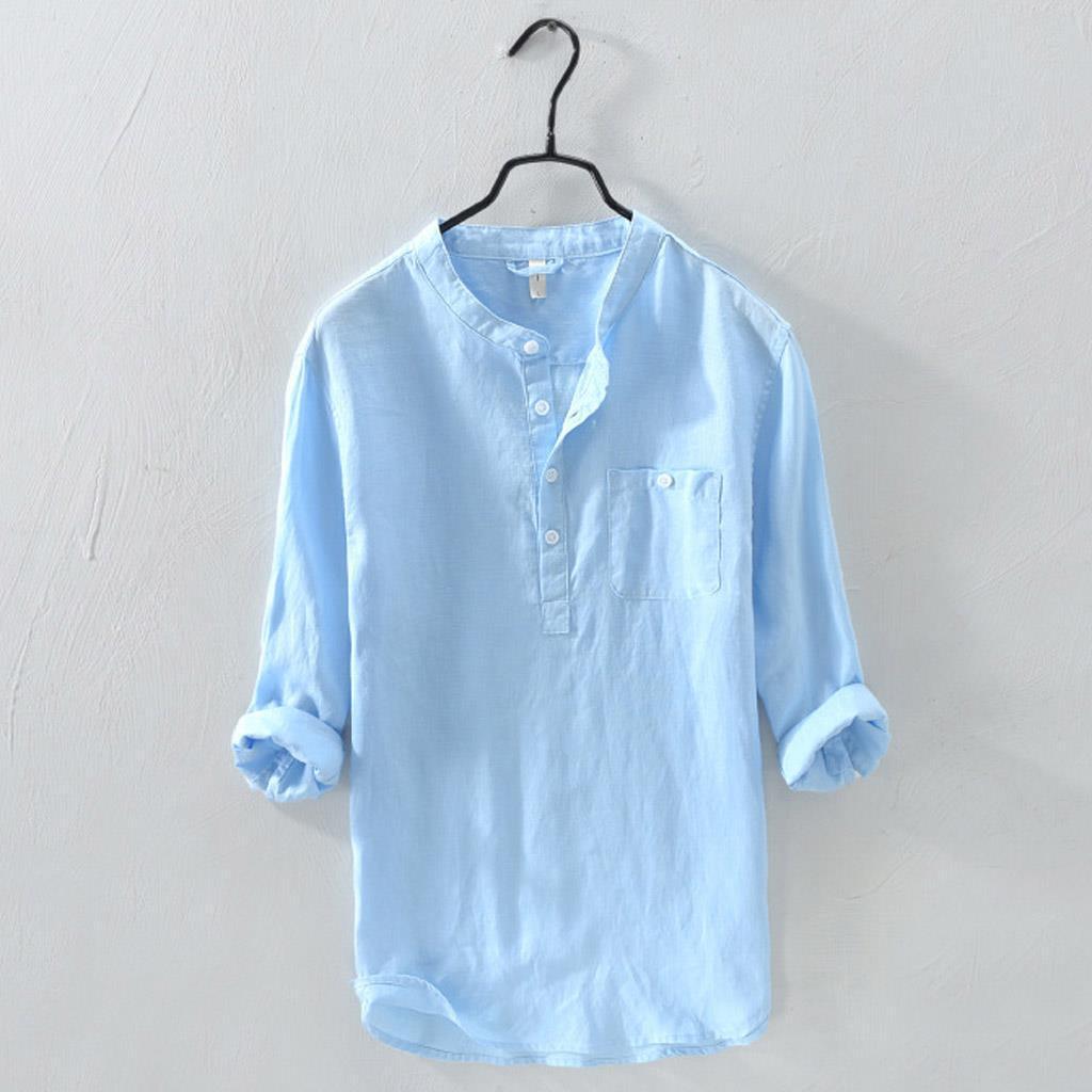 Ademend Linnen Heren Shirt – Casual & Stijlvol met Knoopsluiting T-E