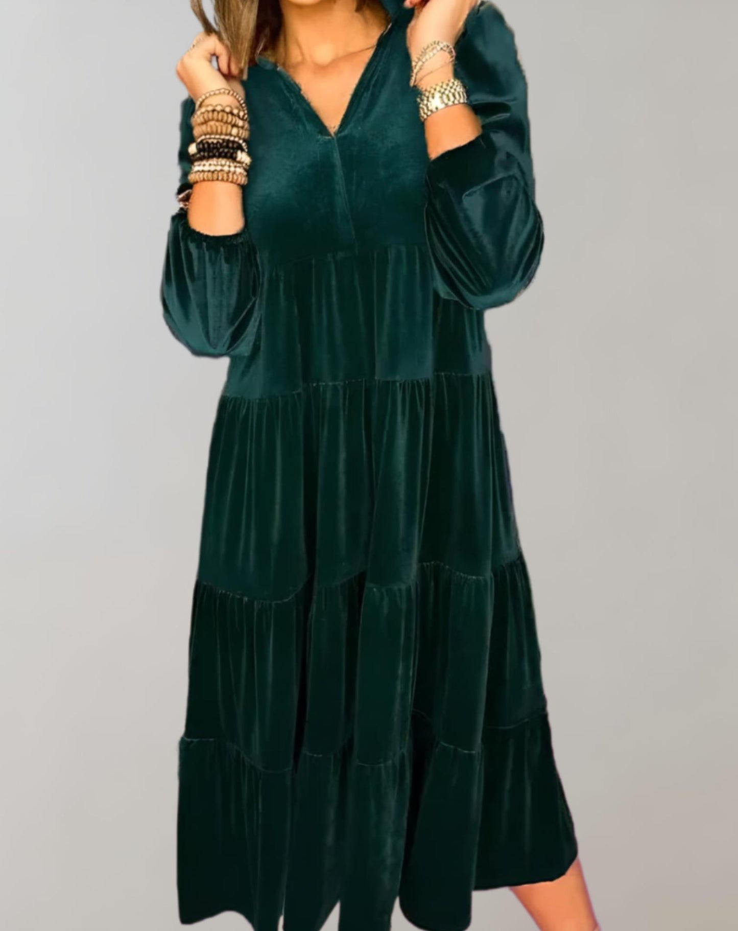 Angelien | Elegante Fluwelen Midi-Jurk