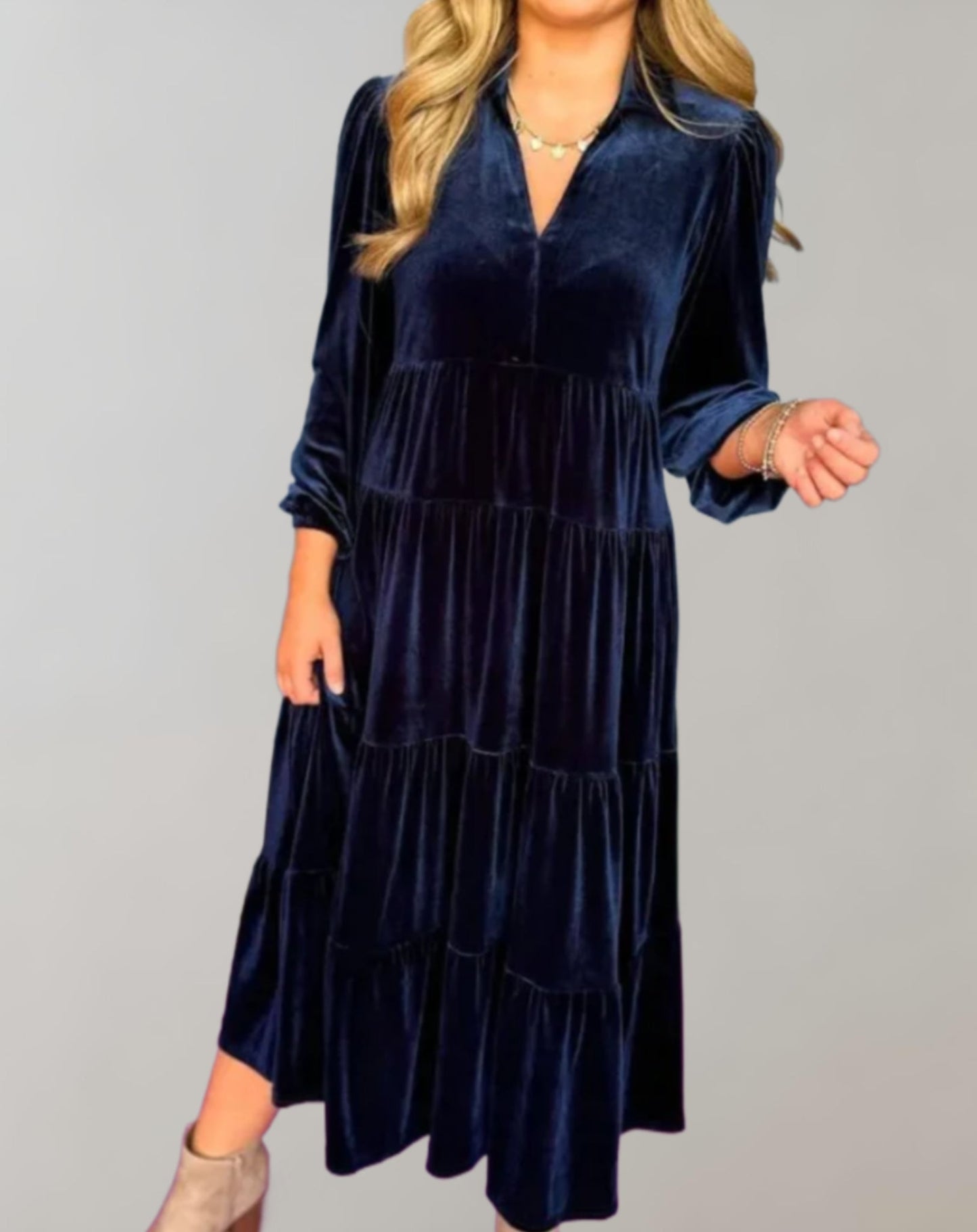 Angelien | Elegante Fluwelen Midi-Jurk