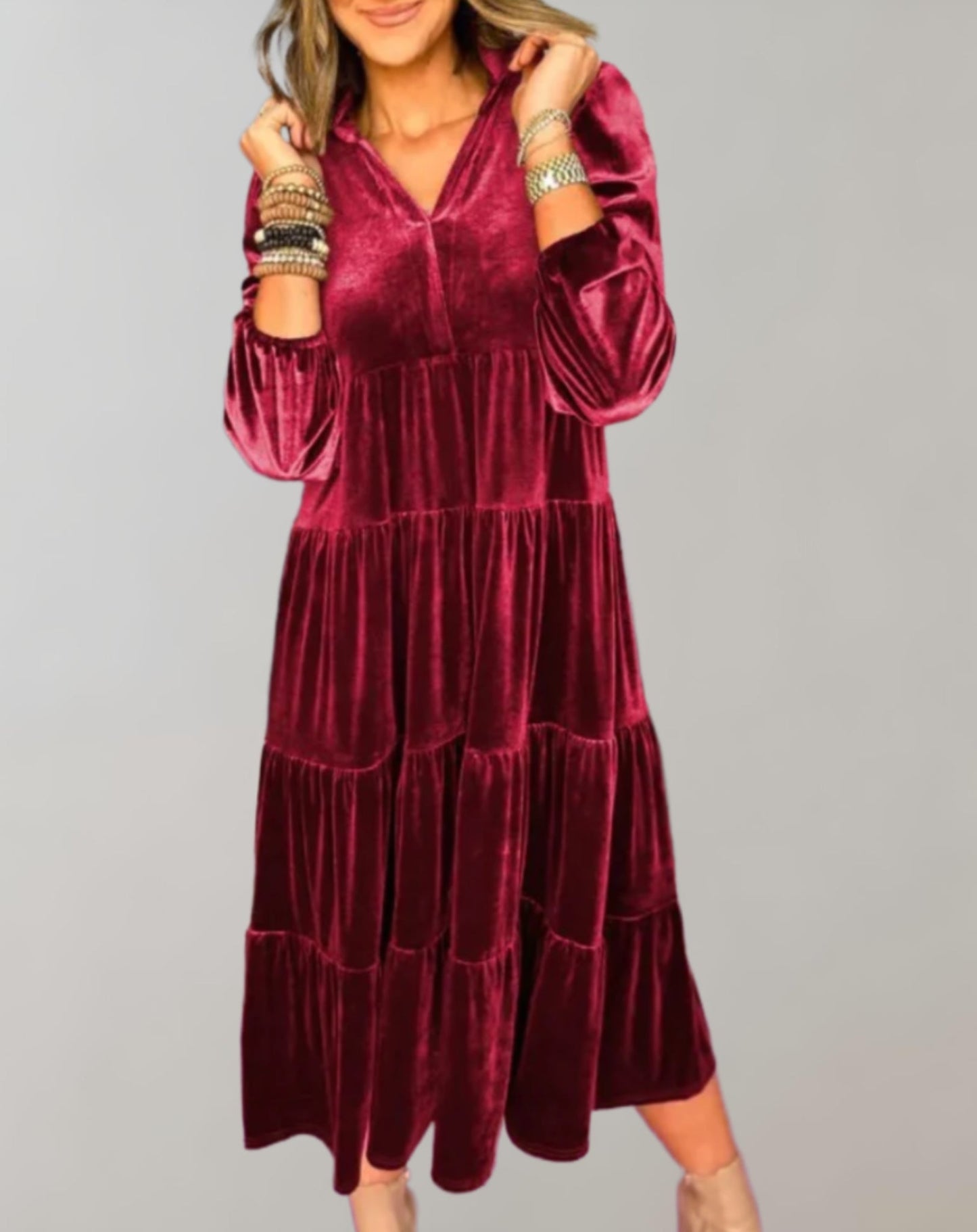 Angelien | Elegante Fluwelen Midi-Jurk