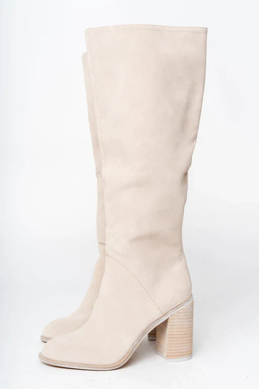 Beige Hoge Laarzen Dames | Suède & Hak