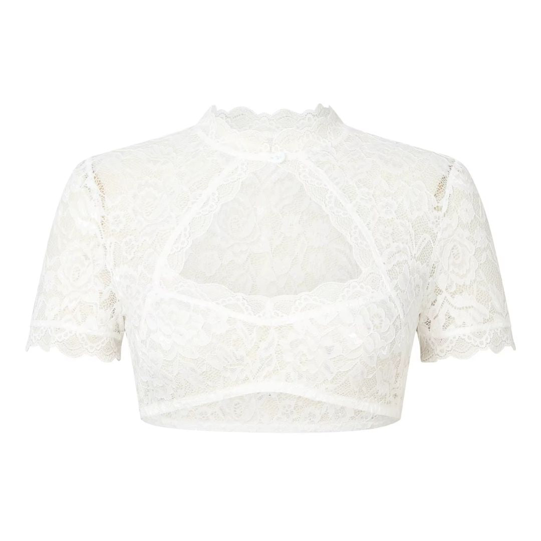 Oktoberfest Blouse Wit – Traditionele Dirndl Top met Kant