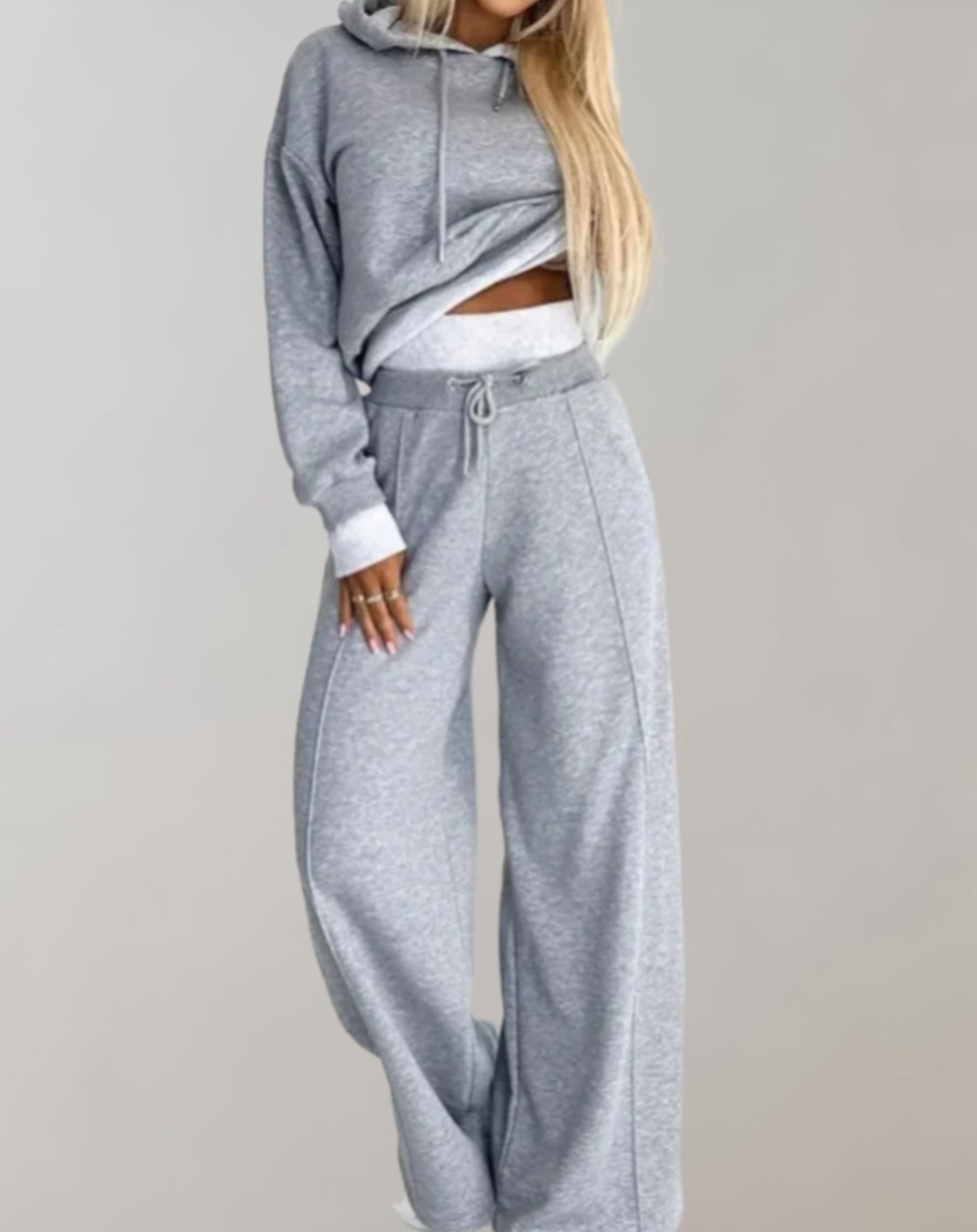 Dames Trainingspak | Hoodie Set met Wijde Broek