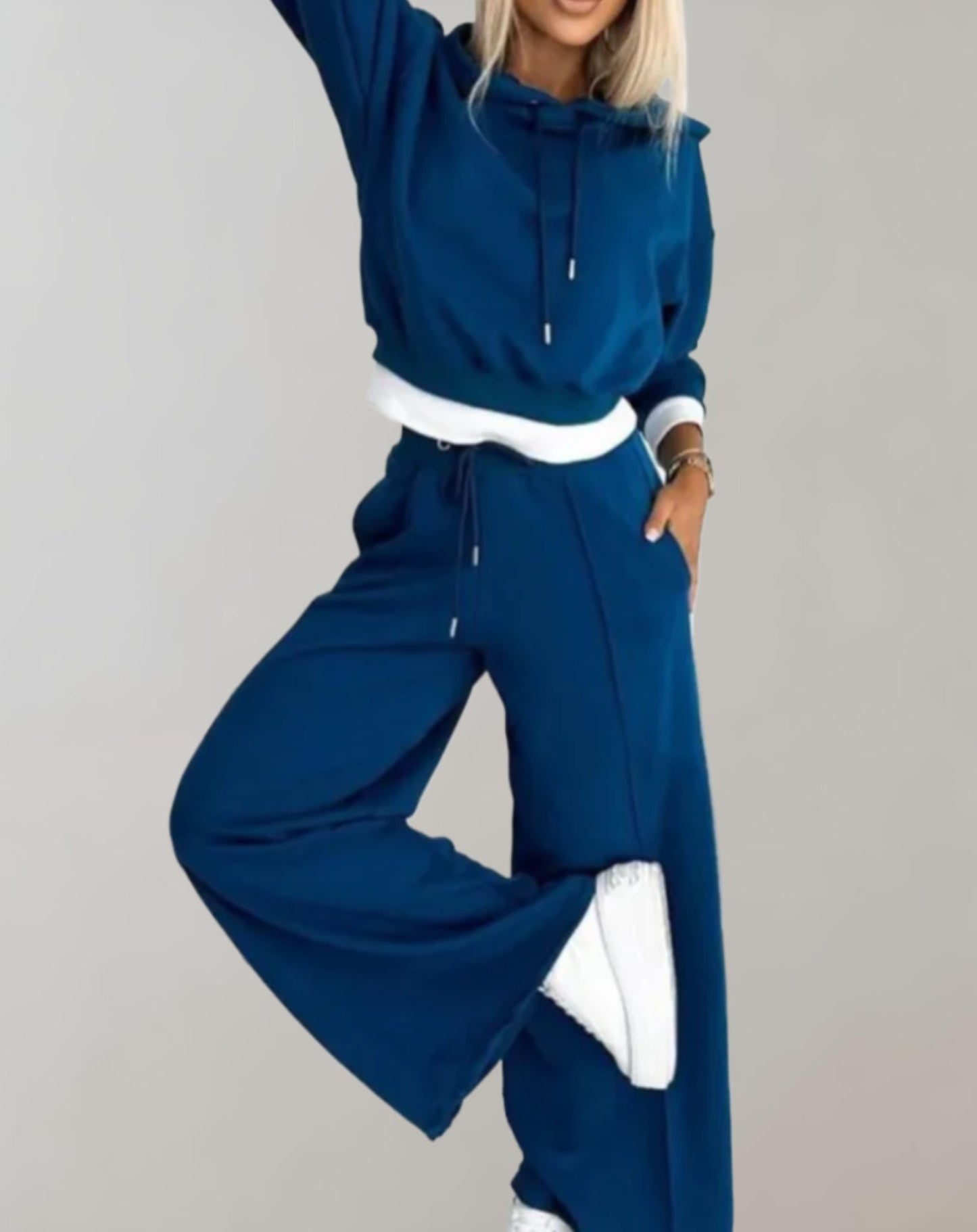 Dames Trainingspak | Hoodie Set met Wijde Broek