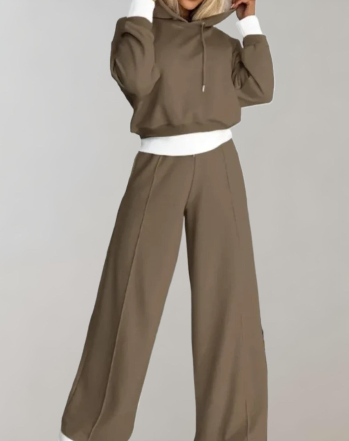 Dames Trainingspak | Hoodie Set met Wijde Broek
