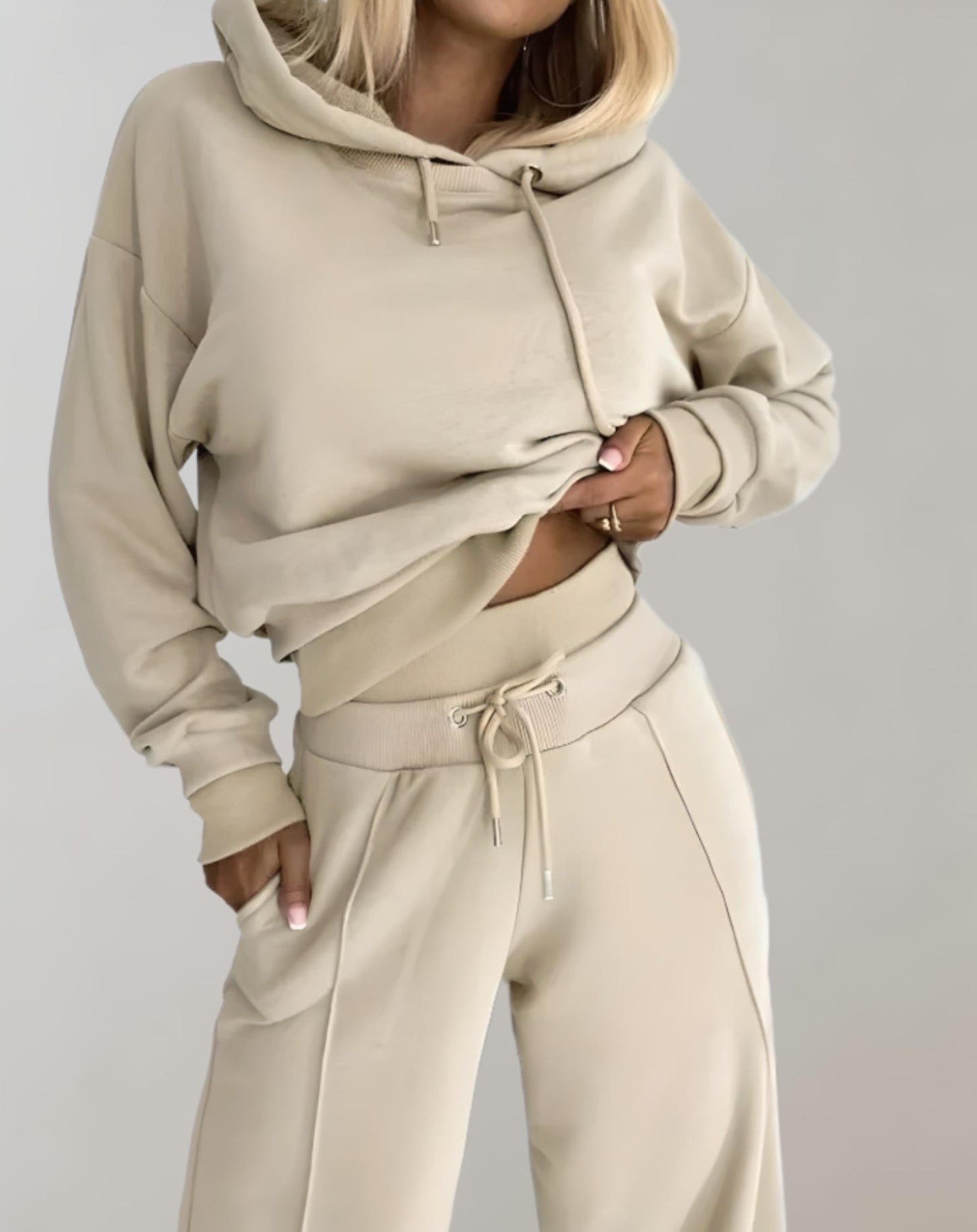 Dames Trainingspak | Hoodie Set met Wijde Broek