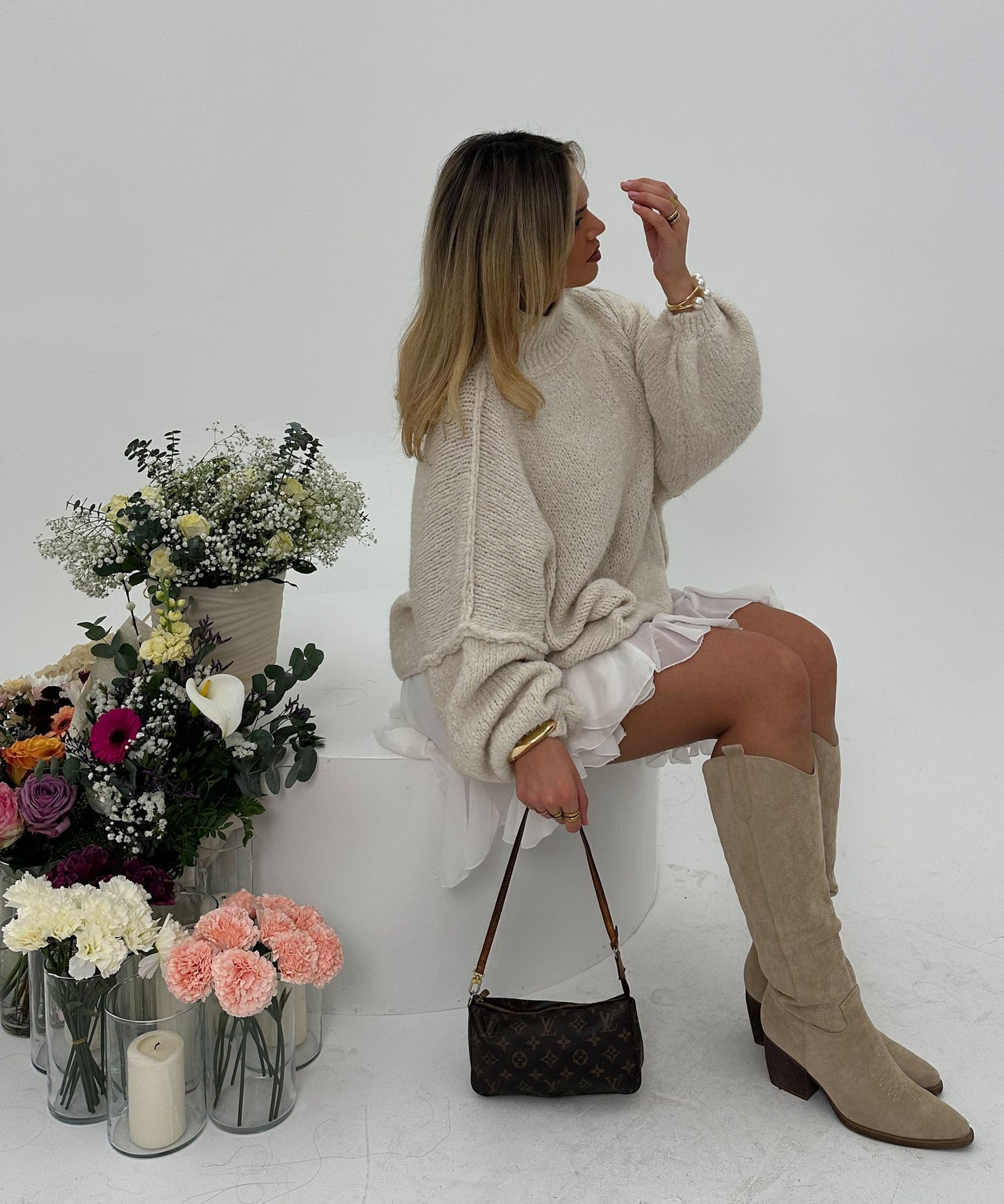 Nata – Oversized Trui Dames | Beige Pullover