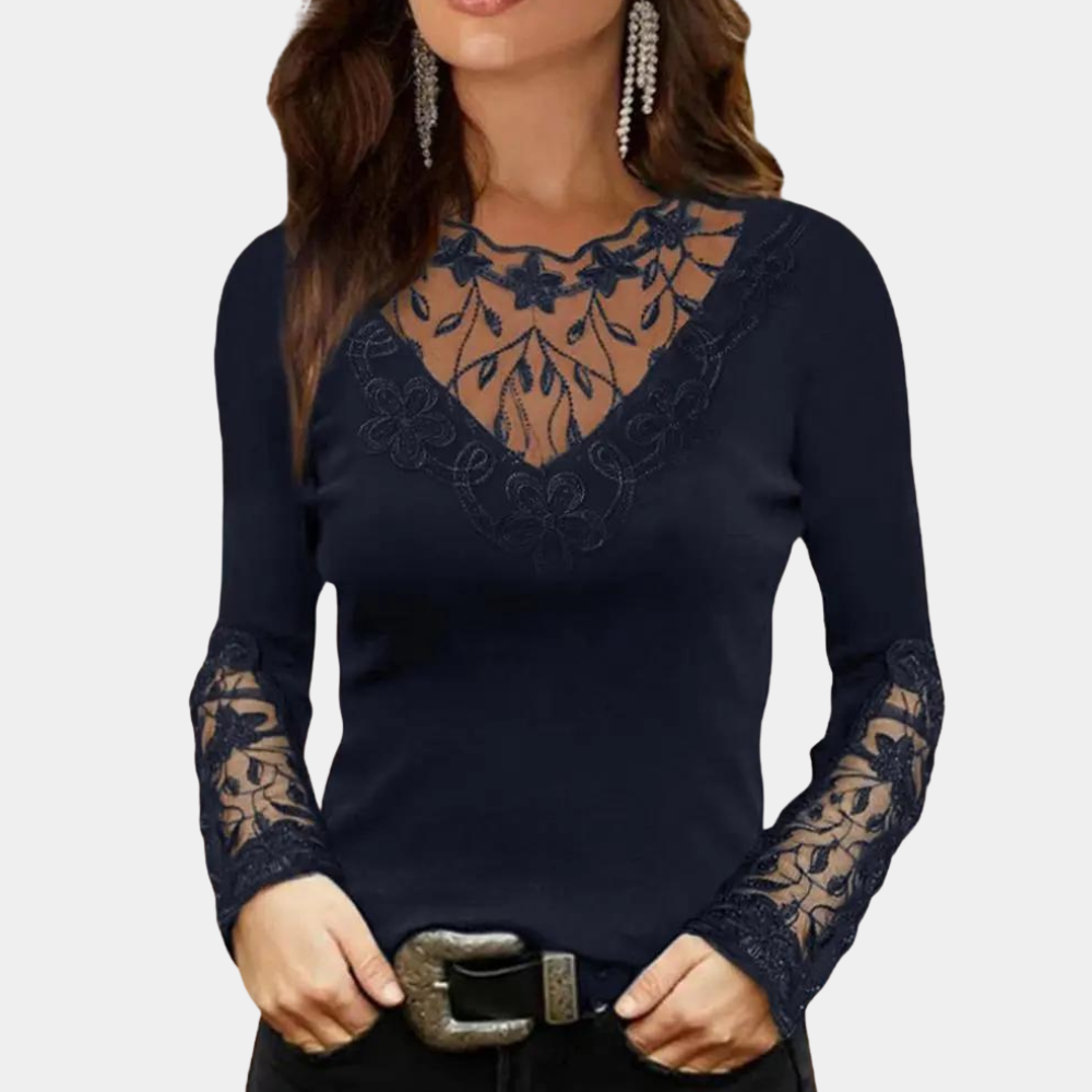 Viola - Prachtige kanten damesblouse met een romantische uitstraling