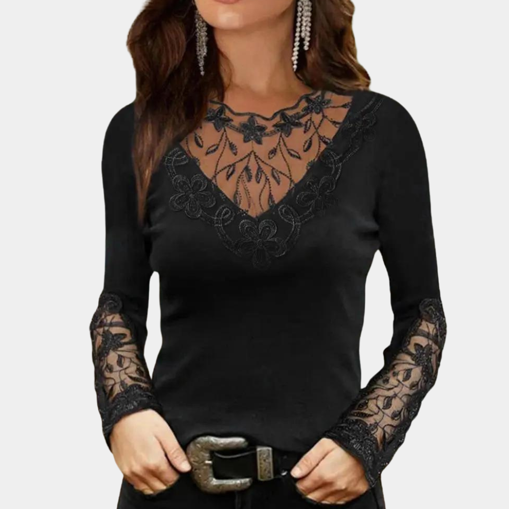 Viola - Prachtige kanten damesblouse met een romantische uitstraling