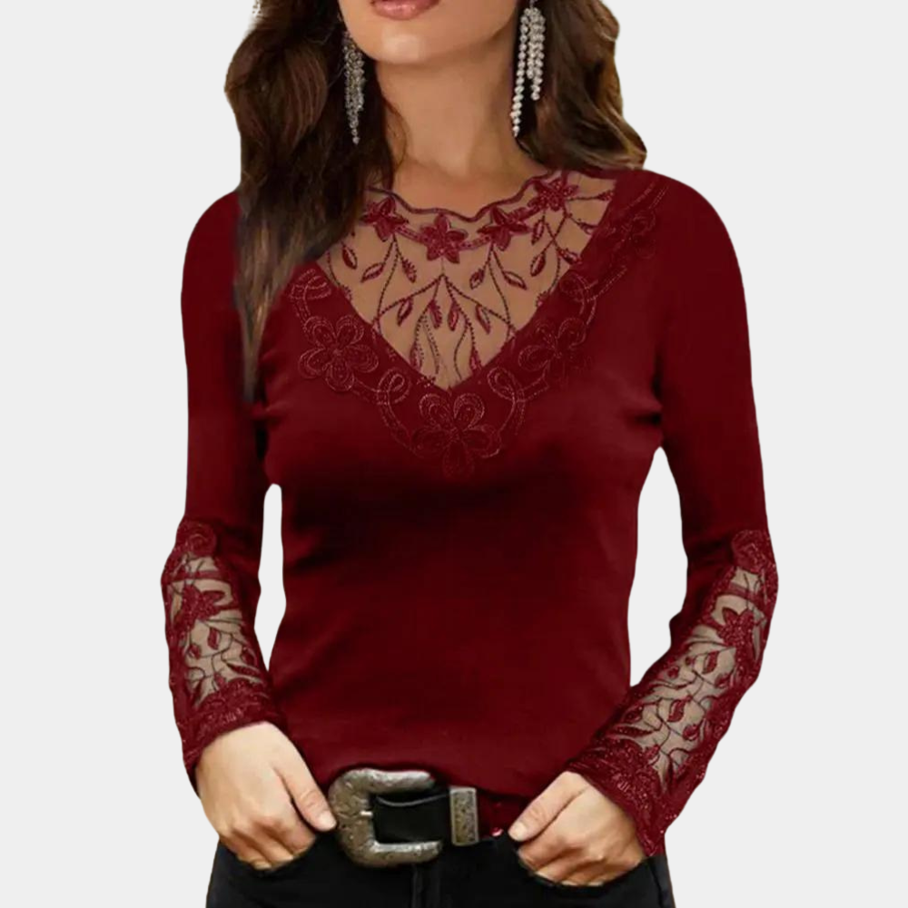Viola - Prachtige kanten damesblouse met een romantische uitstraling