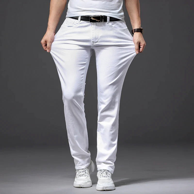 Witte Stretch Denim Broek – Stijl en Bewegingsvrijheid
