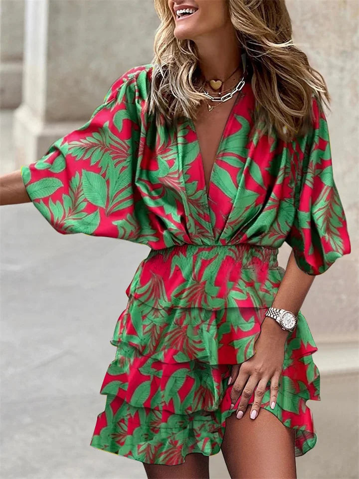 Elegante Bloemenjurk met Speelse Ruches