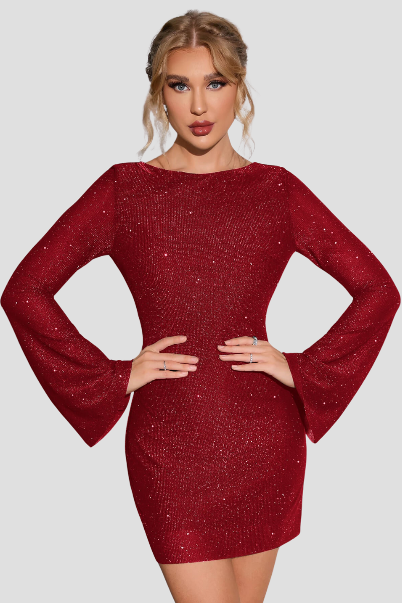 Trendy Glitterjurk met open rug