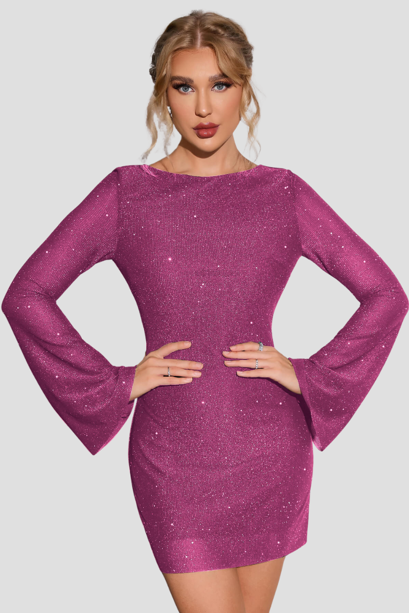 Trendy Glitterjurk met open rug