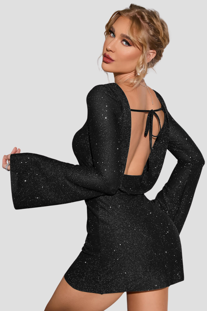 Trendy Glitterjurk met open rug