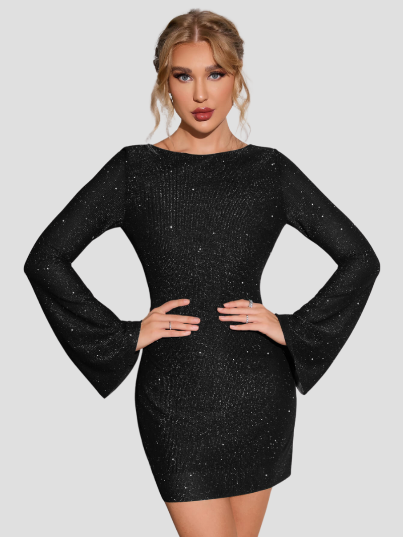 Trendy Glitterjurk met open rug