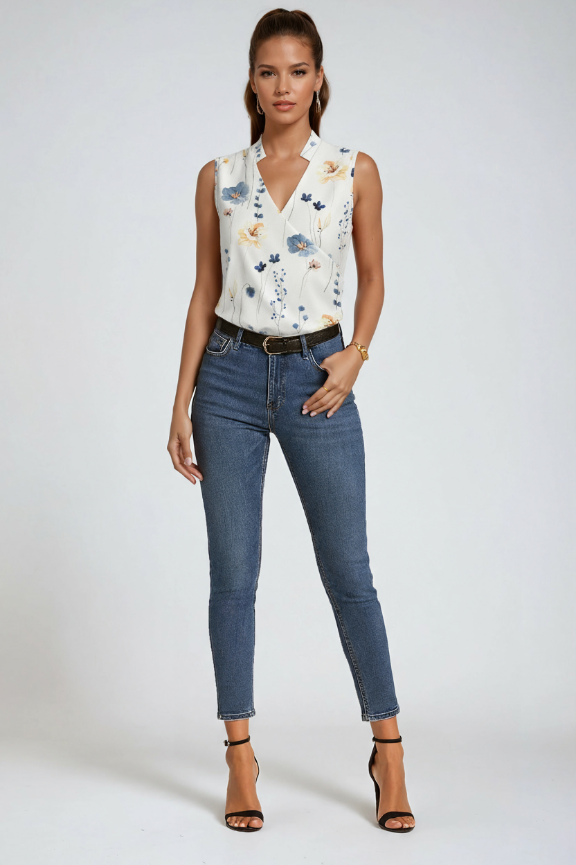 Lies Blouse Dames | Mouwloze Top & V-Hals