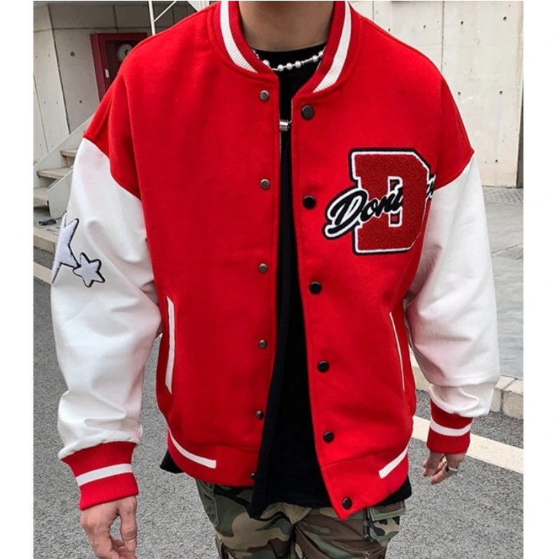 Rood Heren Varsity Jack – Sportieve Bomberjas met College Look